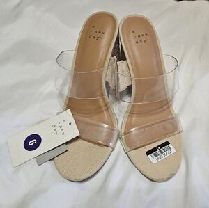 A New Day Women's Clear Strap Heels - Beige